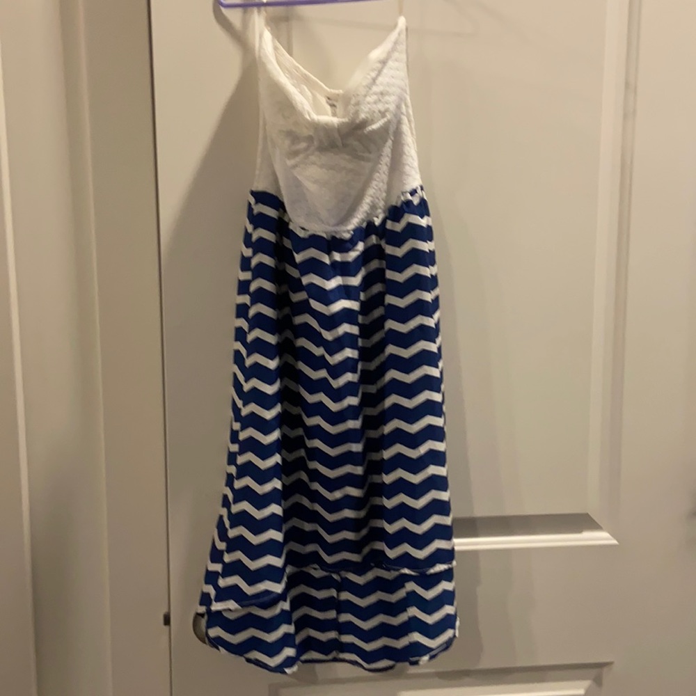 High low dress blue white